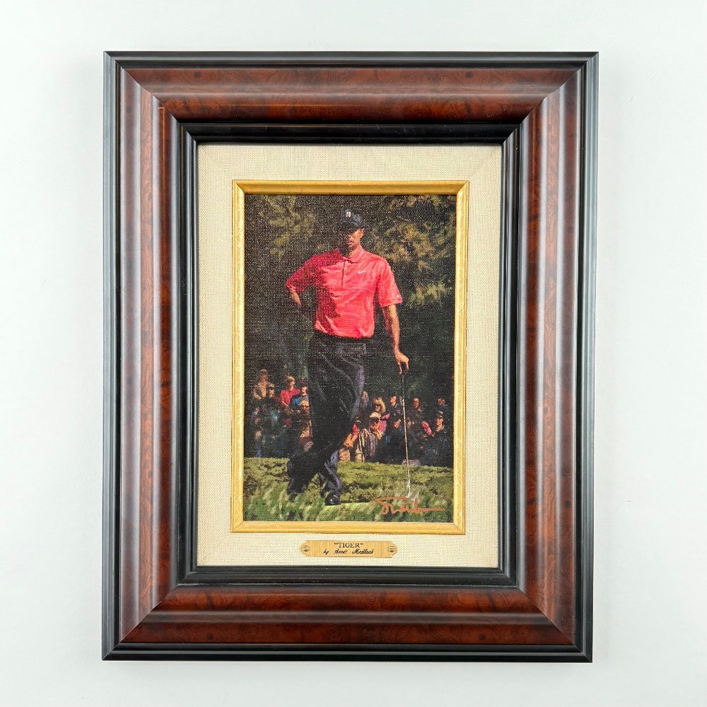 Signed Scott Medlock " Tiger" Woods, Giclee Canvas Print in Wood Frame